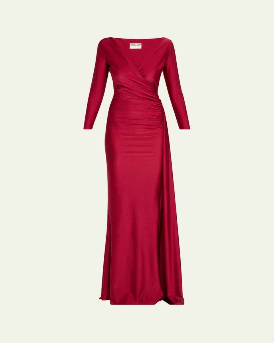 Koly Draped Surplice Jersey Gown